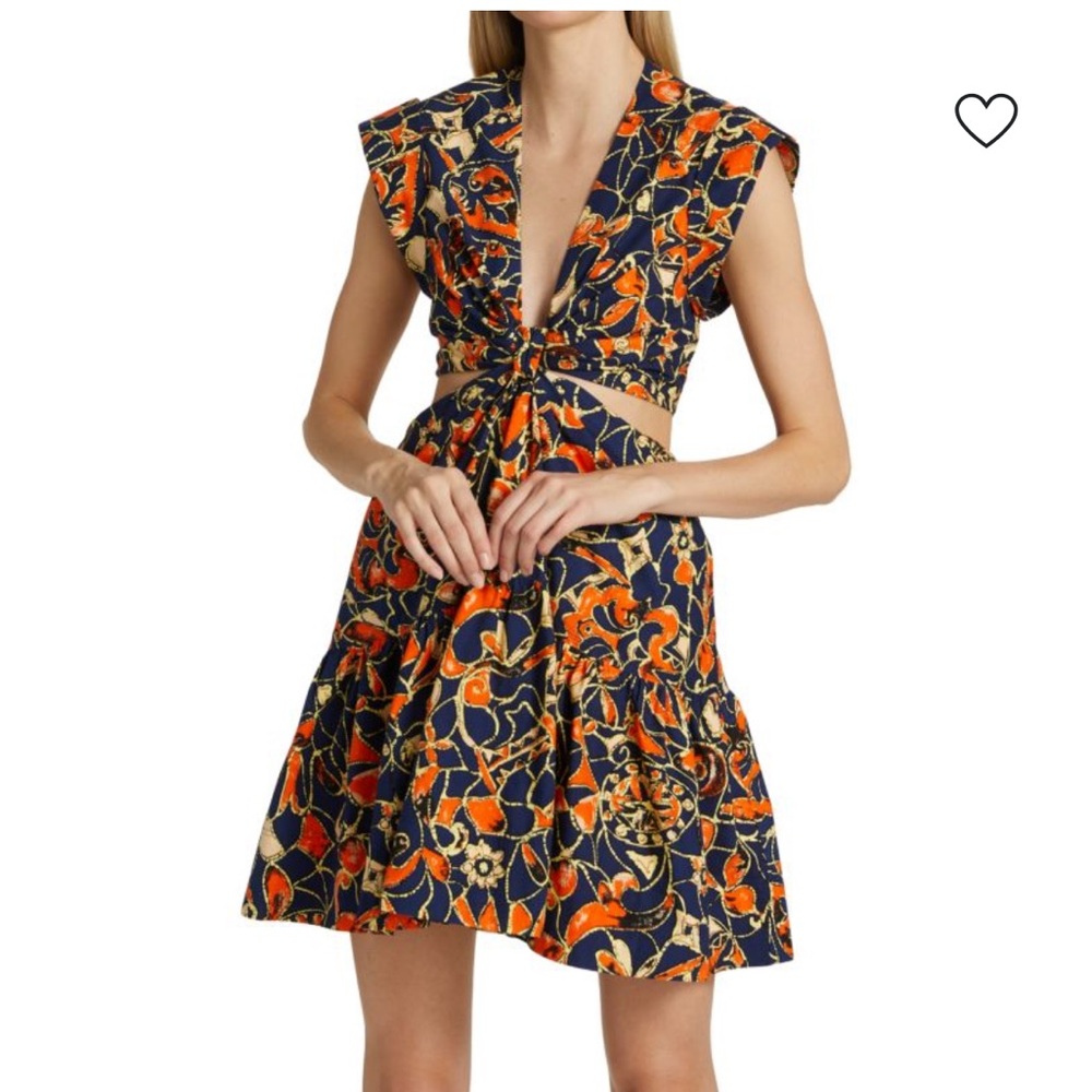 A.L.C. Navy and Orange Cutout Mini Dress